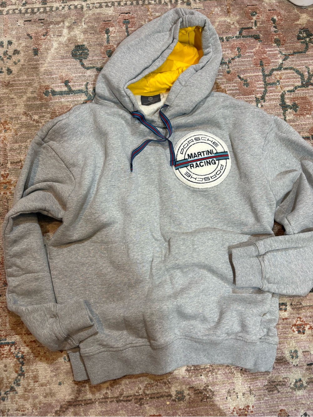 Martini Racing x Porsche Grey Pullover Hoodie with Yellow Lined Hood